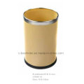 Leather Steel Floor Stand Waste Bin Recycle Trash Can Lid Hotel Room